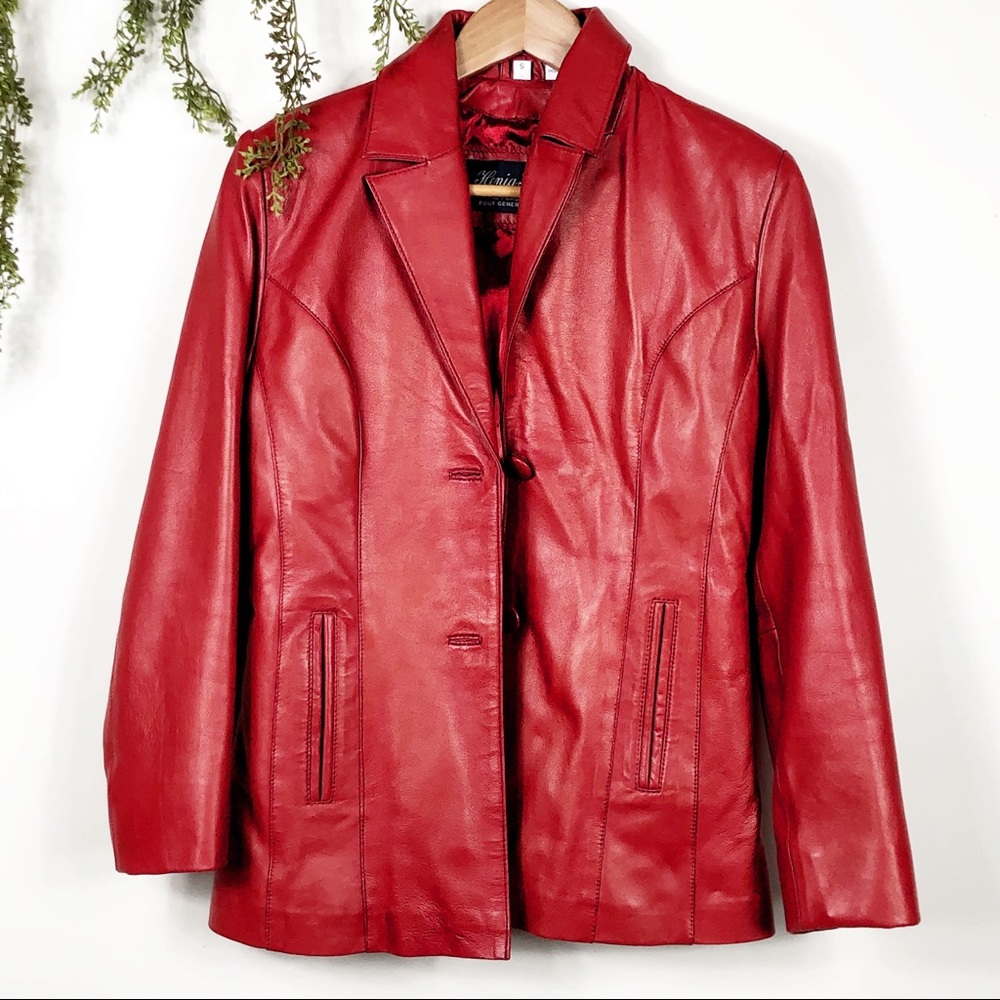 🔥Henig Fine Furs | Vintage Red Leather Jacket - S